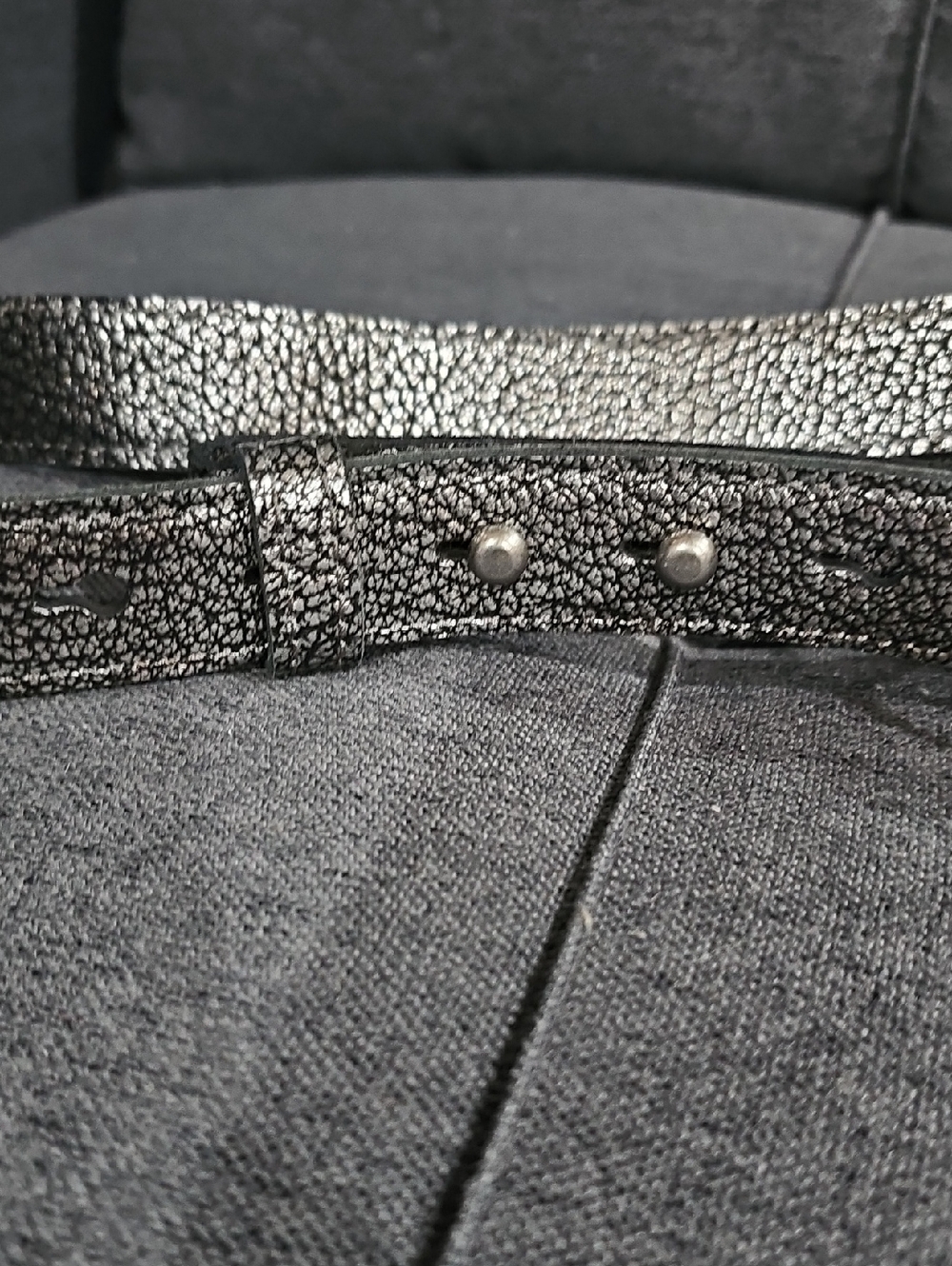 The Sak Metallic Pewter Crossbody Belt Bag with Black Strap - Picture 2 of 7